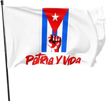 Patria Y Vida Viva Cuba Libre Zászló 3x5 Ft Ellenálló Kemény, Tartós Poliészter Zászló A Kertben Kültéri Zászló Kültéri Beltéri Zászló