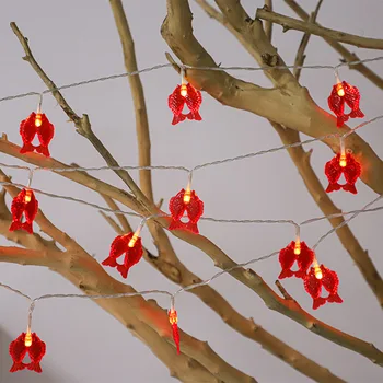 PheiLa LED Piros Ponty String Fény Tündér Koszorú Piros Ponty Lógó Lámpa Akkumulátoros az Ünnep, a Kínai Új Év Dekoráció
