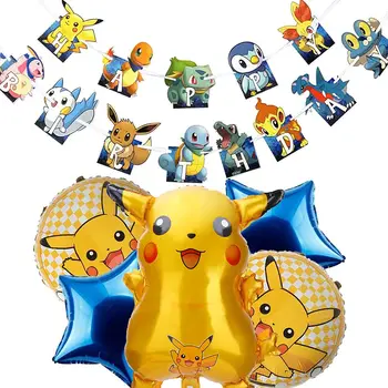 Pokemon Pikachu Szülinapi Lufi Eldobható Evőeszközök Asztalterítő Papír Kupa Lemez Gyermek Fürdik Dekoráció Karácsonyi Party Kellékek
