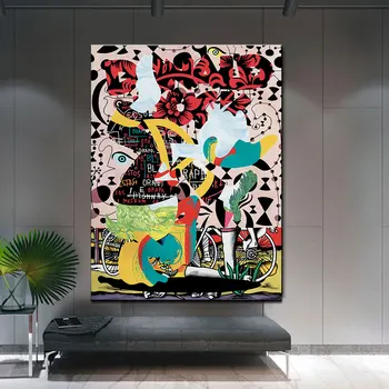 Pop Art Absztrakt Modern Plakát, Graffiti Vászon Festmény Nyomtatás A Wall Art Kép A Nappali Lakberendezés Keret Nélküli