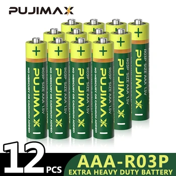 PUJIMAX 12db R03P 1,5 V AAA Szén-Akkumulátor Eldobható Hőmérő Gyermekek Játék Távirányító Flash Borotva, Háztartási Akkumulátor