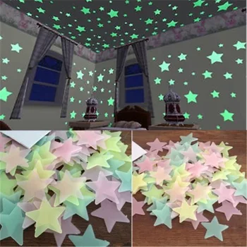 Pvc Csillagok Glow Világító Matricák A Sötét Éjszaka, Fluoreszkáló Wall Art 3D-s Otthoni Matrica Gyerekeknek Szoba Felső határ Kapcsoló Dekoráció