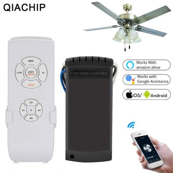 QIACHIP Mobil App & RF Távvezérlő Kapcsoló Alexa Intelligens Otthon Hang Vezérlő Állítható szélsebesség Továbbítása, Fogadása