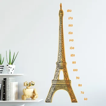 Rajzfilm Eiffel-Torony Gyerekek Magasság Grafikon Fali Matricát gyerekszoba Dekoráció Ház Dekoráció Óvoda Osztályteremben Plakát Művészet