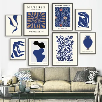 Retro Matisse Lány Korall William Absztrakt Északi Plakátokat, PaintingPrints Wall Art Fali Vászon Képek Nappali Dekor