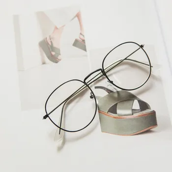 Retro Tervező Fém Nulla Szemüveg Dioptria Előkelő Kerek Szemüveg Keret Optikai Egyszerű Rövidlátás Frame Tükör Unisex Szemüveg