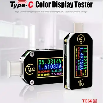 RIDEN TC66/TC66C C-Típusú PD Ravaszt USB-C Voltmérő Árammérő Feszültség 2 Módon Aktuális Méter Multiméter PD Töltő Akkumulátor USB-Teszter