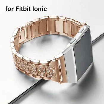 Rose-Gold Bling Fém Karkötő a Fitbit Ionos Zenekar Csere Szíj Összecsukható Csattal Ékszerek Watchband a Nők, Lányok