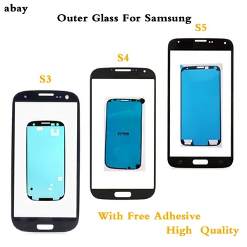 Samsung Galaxy S3 i9300 i9305 i9300i i9301 i9301i S4 i9500 i9505 i337 S5 előlap Lencse Külső Üveg LCD Kijelző + Ragasztó