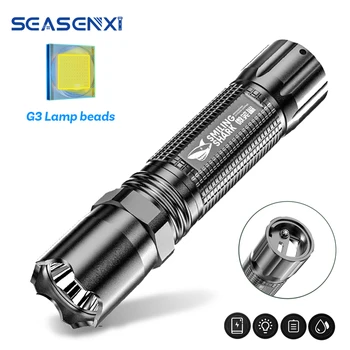 SEASENXI ABS G3 LED-es Zseblámpa, Mini USB Újratölthető Fáklyát 18650 Akku IPX6 Vízálló Elemlámpa, Hordozható Fény Tábor