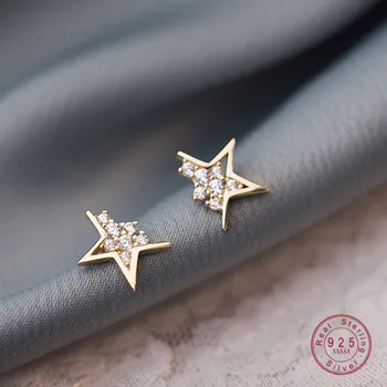 SEGÉDJE 925 Sterling Ezüst koreai Új Stílus Csillag Cirkon Fülbevaló Női Divat Tökéletes Randi Ékszerek, Kiegészítők