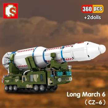SEMBO 360Pcs High-Tech Aerospace Hosszú Március-6 Hordozó Rakéta építőkövei Dob Jármű Űrhajós Tér DIY Modell Játékok Gyerekeknek