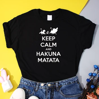 Simba Timon Pumba T-Shirt Oroszlánkirály-Hakuna Matata Pólók Vicces Elegáns Harajuku Maximum Divat Laza Pamut Póló Női