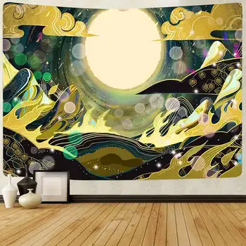 Simsant Meredek Hegyi Tájkép Gobelin a Nap, a Hold Művészeti Falra Kárpit Nappali Haza Kollégiumi Dekoráció Zászló