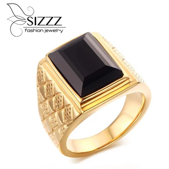 SIZZZ a Férfiak Fekete Esküvői Zenekarok Gyűrűk, Arany Töltött Rombusz Design Eljegyzési Gyűrű
