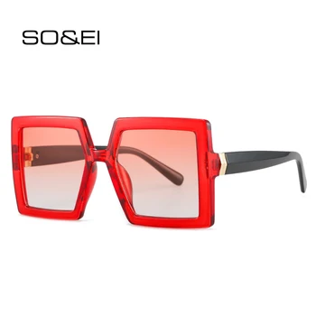 SZÓVAL&EI Retro Tér Napszemüveg Nők Gradiens Árnyalatok UV400 Divat Vörös Rózsaszín Trendi Férfi napszemüvegek