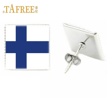 TAFREE zászló tér fülbevaló Finnország, Izrael, Kazahsztán zászló fülbevaló női countryflag fülbevalók divat ékszerek FG31