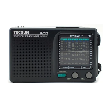 TECSUN R-909 Hordozható Rádió FM MW VAGYOK SW Rövidhullámú 9 Zenekarok világvevő 360 fokban Forgó Rúd Antenna Rádió Támogatása Hajó