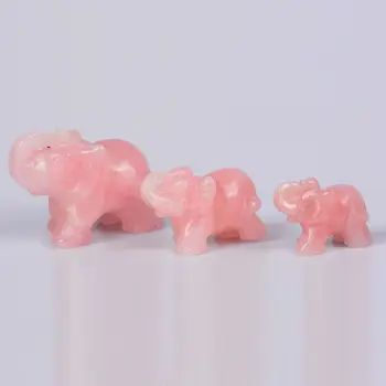 Természetes Rózsakvarc Kézzel Faragott Elefánt Drágakő Rózsaszín Kristály Szép Figura