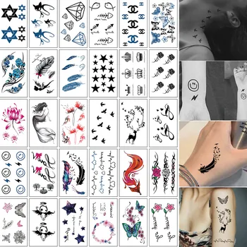 Tetoválás Matricák Hamis Vízálló Ideiglenes Tetoválás A Nők Geometriai Tartós Villogó Boka-Kar, Mellkas Tetoválás Matricák Body Art