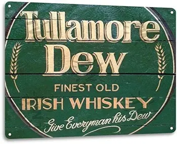 Tullamore Dew Ír Whiskey Logó Retro Fali Dekor Bár Barlang Fém Adóazonosító Jel 8x12in