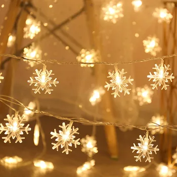 Tündérfény Hópehely Star LED String Fények Karácsonyi Koszorú Beltéri Hálószoba Haza Esküvői Új Év Dekorációs elemmel működik