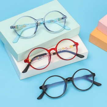 Ultrakönnyű anti-kék szemüveg cukorka színű aranyos kerek keret gyermek szemüveg, védőszemüveg számítógépes védőszemüveg