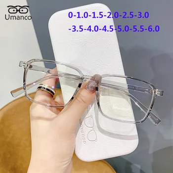 Ultrakönnyű, Téglalap Kész Szemüveget a Nők, Férfiak Kék Fény Blokkoló Szemüveg Diákok Rövidlátás Szemüveg 0 -1.0~-6.0