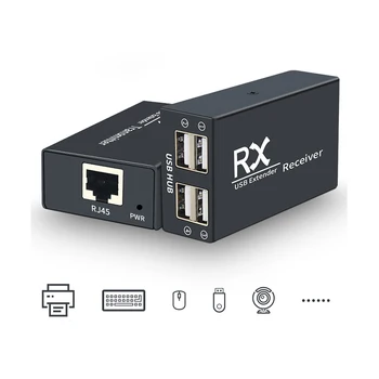 USB-120M Bővítő Adapter 4-Port USB 2.0 Hub Át Cat 5e/6 Ethernet UTP Kiterjesztését POC RJ45 Lan-Kábel Fém Adó Vevő