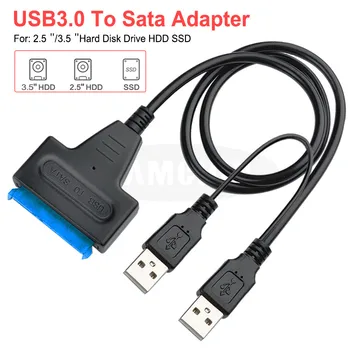 USB-Sata Csatoló Sata USB 3.0 Adapter Suport 2.5 vagy 3.5 Inch Külső SSD HDD Merevlemez Dual USB-Sata Kábel-Sata Kábel