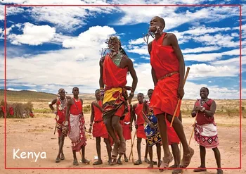 Utazási Hűtőmágnesek 78*54mm,Maszáj Harcosok Tánc, a Masai Mara Nemzeti park Kenya Turisztikai Merev Mágnesek 20653