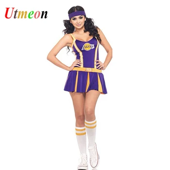UTMEON Lila Szexi középiskola pom-Pom lány Jelmez Női sportruházat aerobic tánc Egyenruha