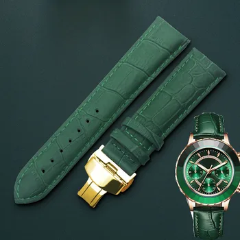 Valódi bőrből készült karkötő, Grenn színű óraszíj Pillangó Csattal watchband méretű a 10mm - 24mm nézni zenekar 13size + Eszköz
