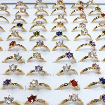 Vegyes Méretű Aranyozott Hat Karom Cirkon Gyűrűk Vegyes Színek A Nők Valentin Napi Ajándék 50pcs/sok