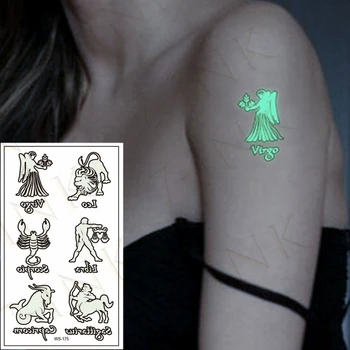 Világító Tetoválás Matrica Zodiákus Csillagkép Kos Leo Szűz Vízálló Ideiglenes, A Body Art Party Tetoválás Matricák