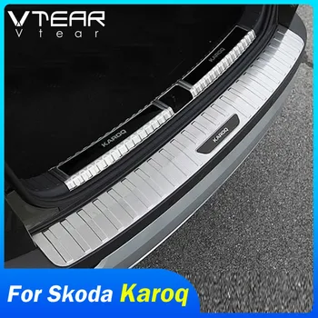 Vtear Skoda Karoq hátsó külső biztonsági lökhárító protector trim fedél ajtó küszöb papucs lemez autó-stílus, kiegészítők, dekoráció 2019