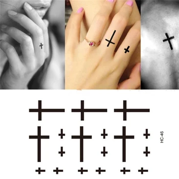 Vízálló Ideiglenes Tetoválás A Férfiak, Mind A Nők Ujját Flash Kereszt Tetoválás Kis Minta Design Víz Transzfer Tetoválás Matricák