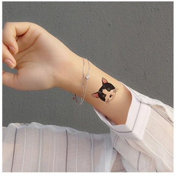 Vízálló Ideiglenes Tetoválás matrica aranyos rajzfilm zsírkréta macska tatto Víz Transzfer hamis flash tetoválás a nőnek a gyerekek