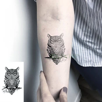 Vízálló Ideiglenes Tetoválás Matrica egyetlen bagoly állni gally tatto flash tetoválás hamis tetoválás lady férfiak nők