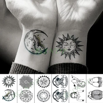 Vízálló Ideiglenes Tetoválás Matrica, Hold, Nap, Csillag Dohányzó Hölgy Tatto Flash Tetoválás Hamis Tetoválás Gyerek Férfiak Nők