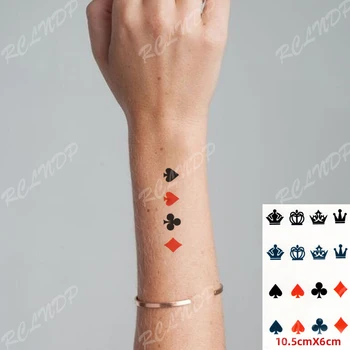 Vízálló Ideiglenes Tetoválás Matrica Korona Kártya Mintákat a Víz Transzfer Hamis Tatto Flash Tetoválás Gyerekeknek Nő Férfi