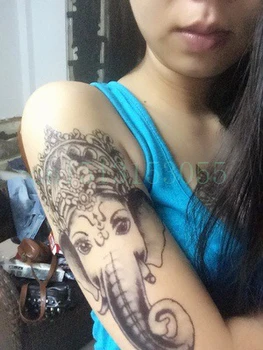 Vízálló Ideiglenes Tetoválás Matrica nagy méretű elefánt Ganesha Állat tatto matricák flash tetoválás hamis tetoválás a nők lány