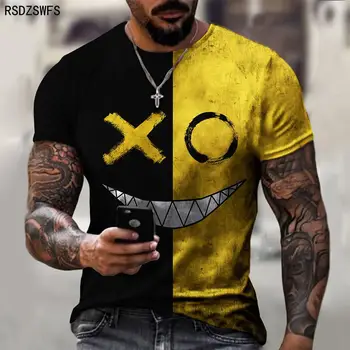 XOXO minta 3d nyomtatott póló divat férfi utcai alkalmi sport póló férfi O-nyak túlméretezett póló halászat