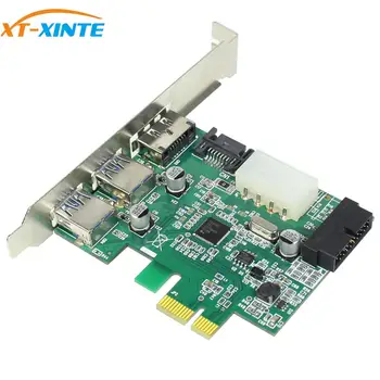 XT-XINTE PCIE bővítőkártya 2P PCI-EXPRESS Külső 2 Port USB3.0 POWER ESATA /LT303 + Beépített 19PIN USB3.0 Adapter kártya