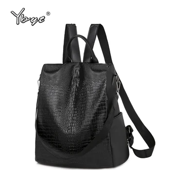 YBYT divat aligátor női fekete hátizsák Vízálló anti-theft hölgyek multifunkciós hátizsák PU bőr női válltáskák