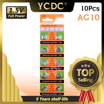 YCDC Olcsó ! 10db/Csomag Nagykereskedelmi gombelem 1,5 V AG10 LR1130 V10GA Sejt Gomb, gombelem 189 389 390 LR54 Akkumulátorok
