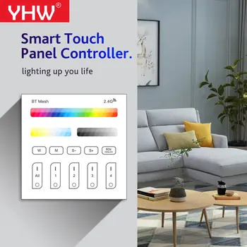 YHW Intelligens Vezérlő Panel RGBCW a Vezeték nélküli Bluetooth-Touch kijelző Edzett Üveg Panel APP Ellenőrzés