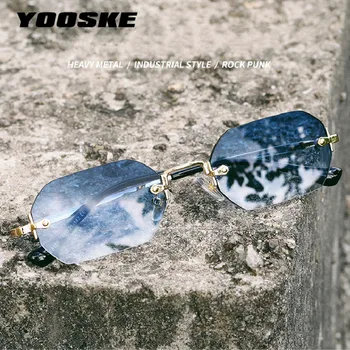 YOOSKE Luxus Gradiens Punk Nap szemüveg Keret nélküli Női Férfi Napszemüveg Régi Klasszikus Márka Tervező Hölgyek Árnyalatok