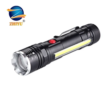 ZHIYU erős fény LED zseblámpa újratölthető hosszú lövés zoom szuper fényes mini LED-zseblámpa USB interfész COB mágnes munka lámpa