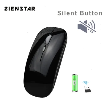 Zienstar Slim Csendes 2.4 G Wireless Egér, USB Vevő a Macbook Számítógép, Laptop, 1600DPI, Újratölthető Akkumulátor